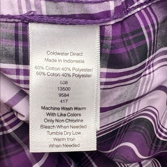 Coldwater Creek Violet Checkered Button-Up Shirt - Picture 3 of 5